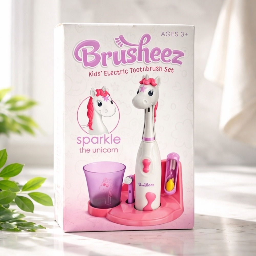 Brusheez Kids Electric Toothbrush Set Sparkle the Unicorn Pink Purple Ages 3+ - Picture 4 of 4